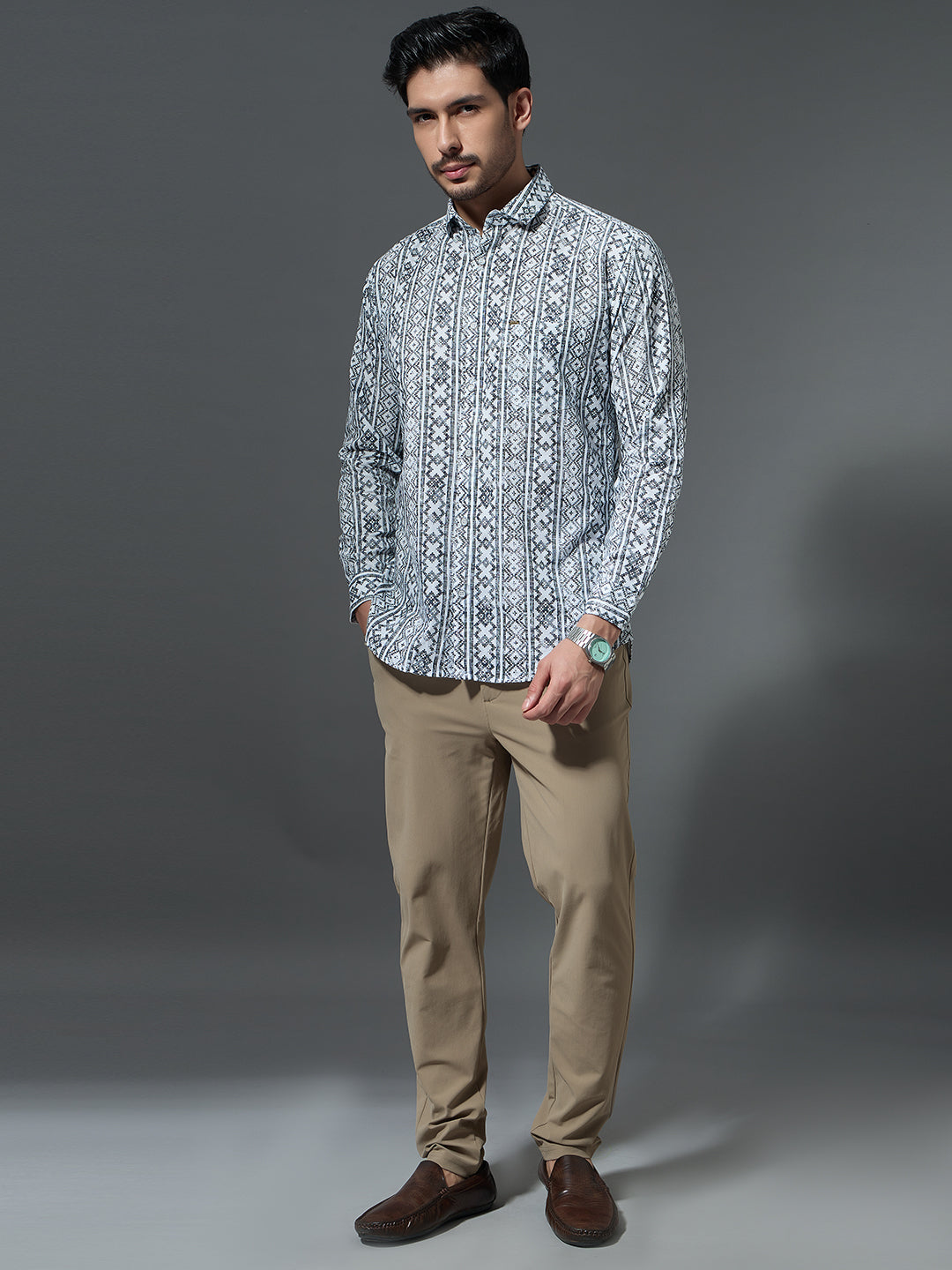 Men's Geometric Print Casual Shirt