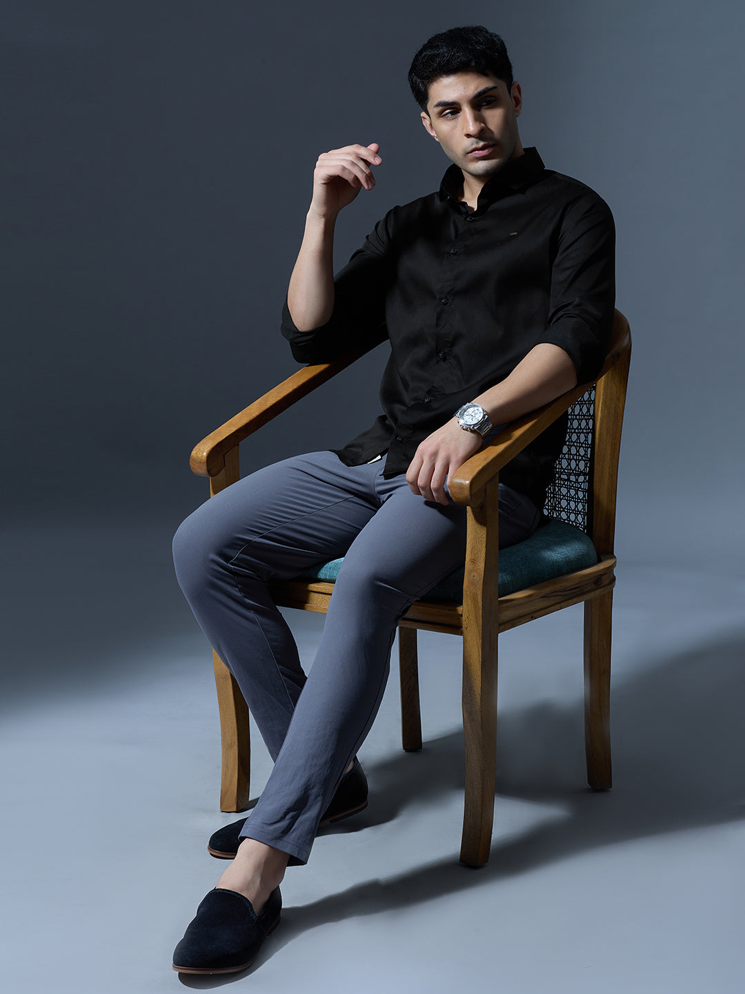 Jet Black Slim-Fit Shirt