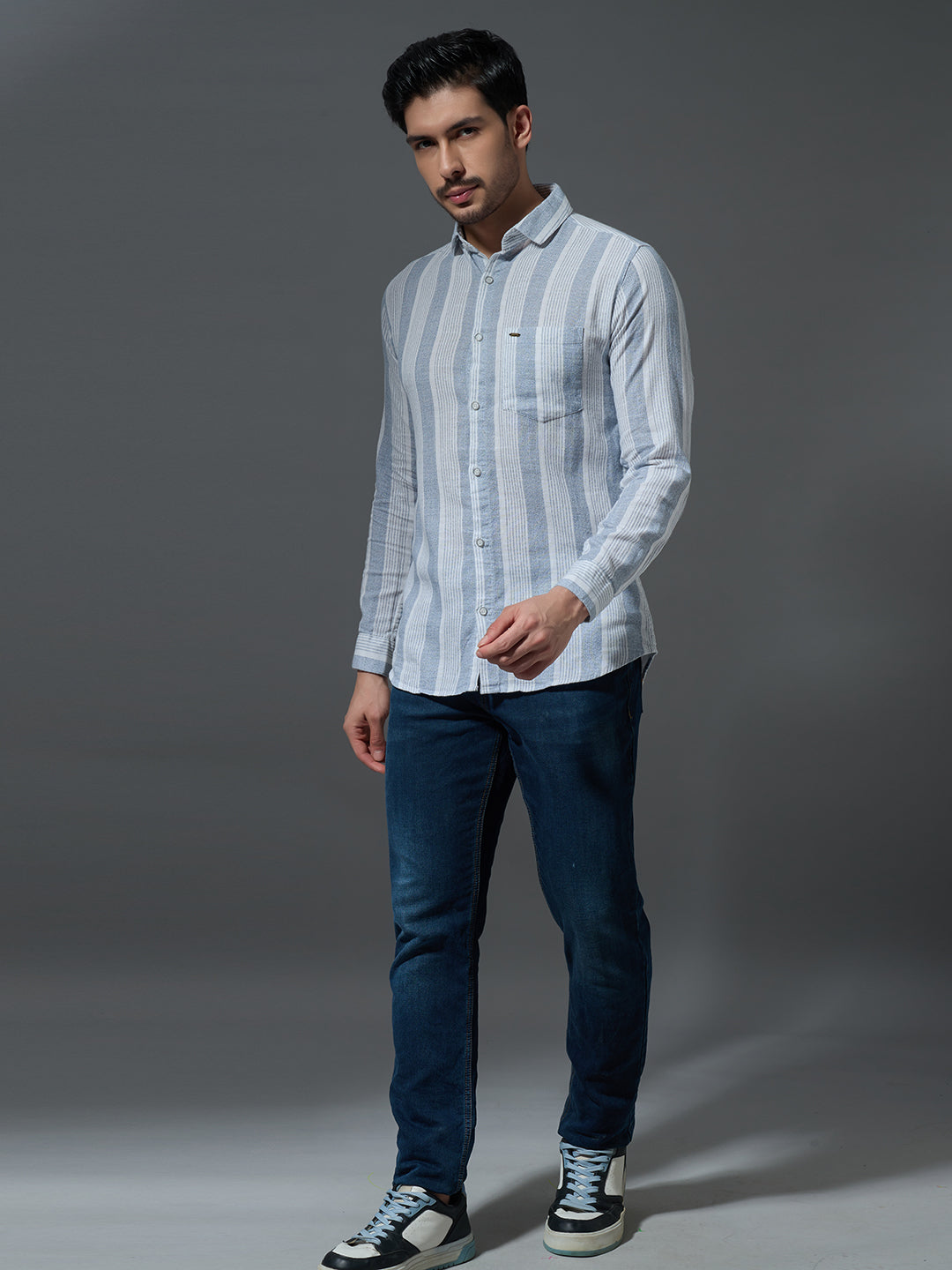 Textured Stripe Casual Shirt