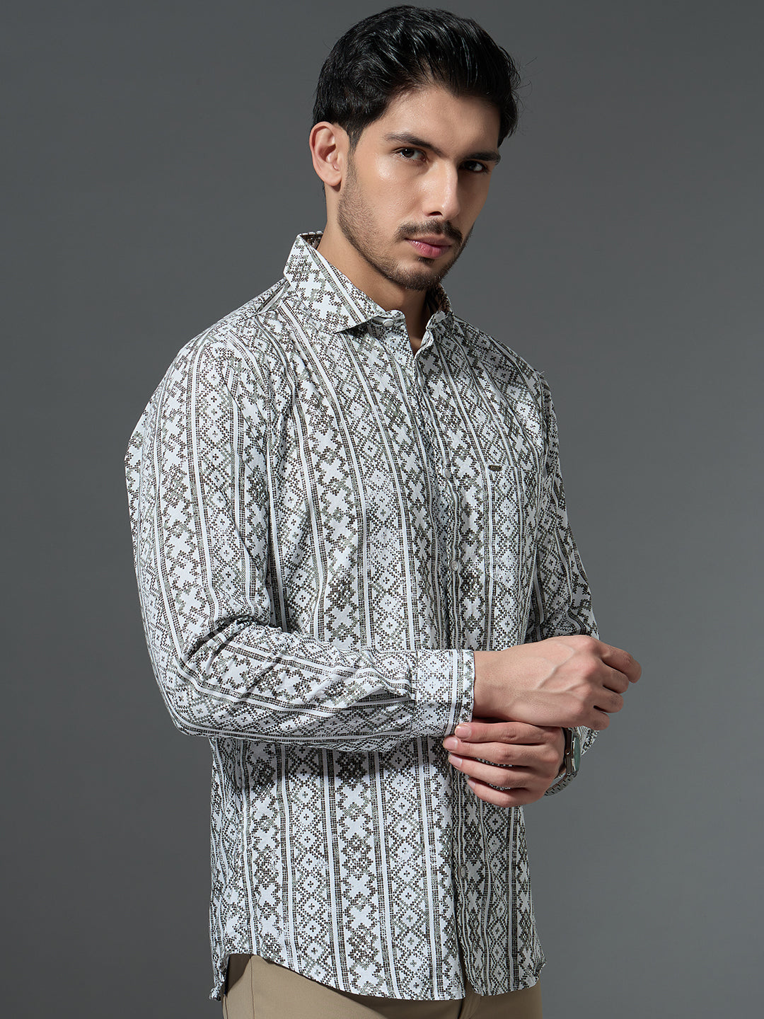 Men's Folk Geometric Print Shirt