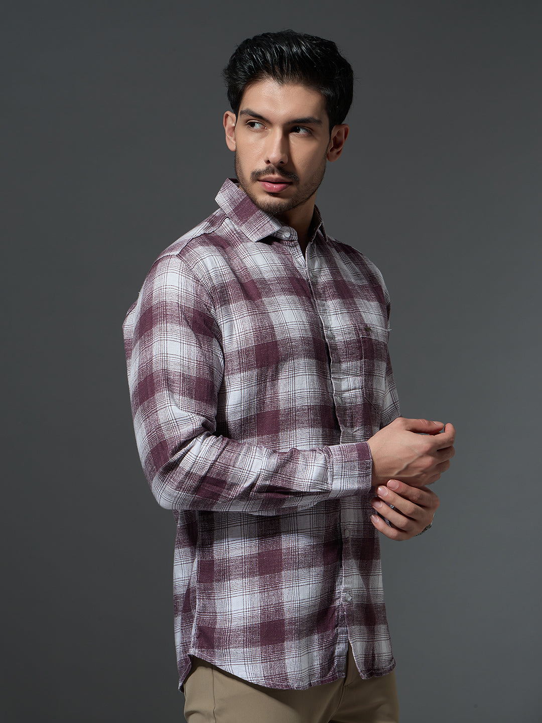 Maroon Check Flannel Shirt