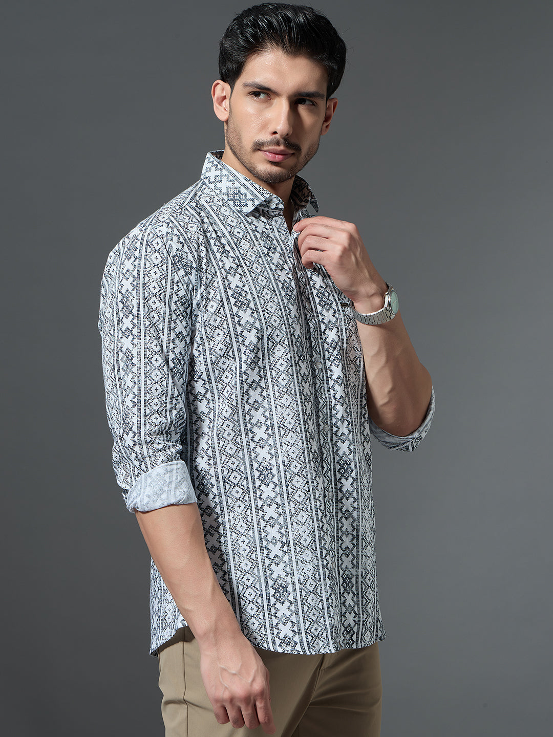 Men's Geometric Print Casual Shirt