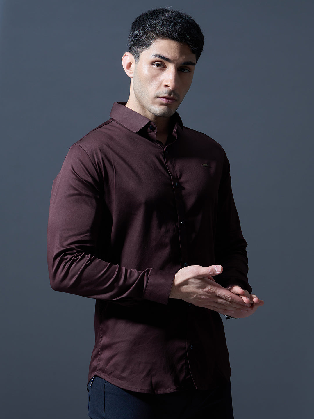 Maroon Slim-Fit Shirt