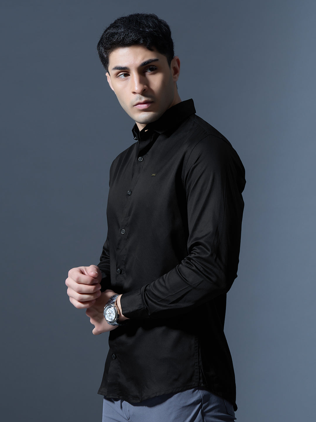 Jet Black Slim-Fit Shirt