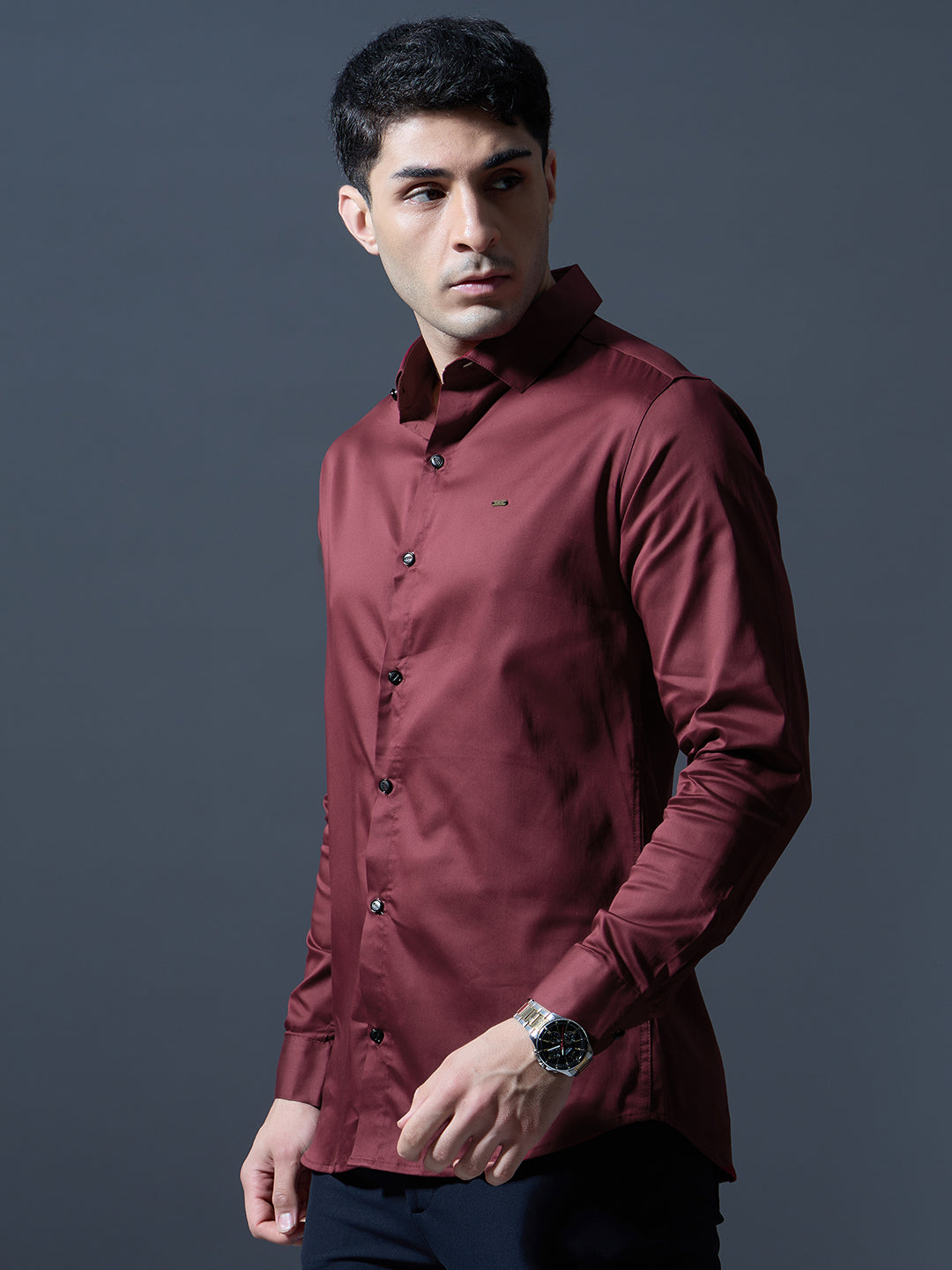 Wine Red Slim-Fit Shirt