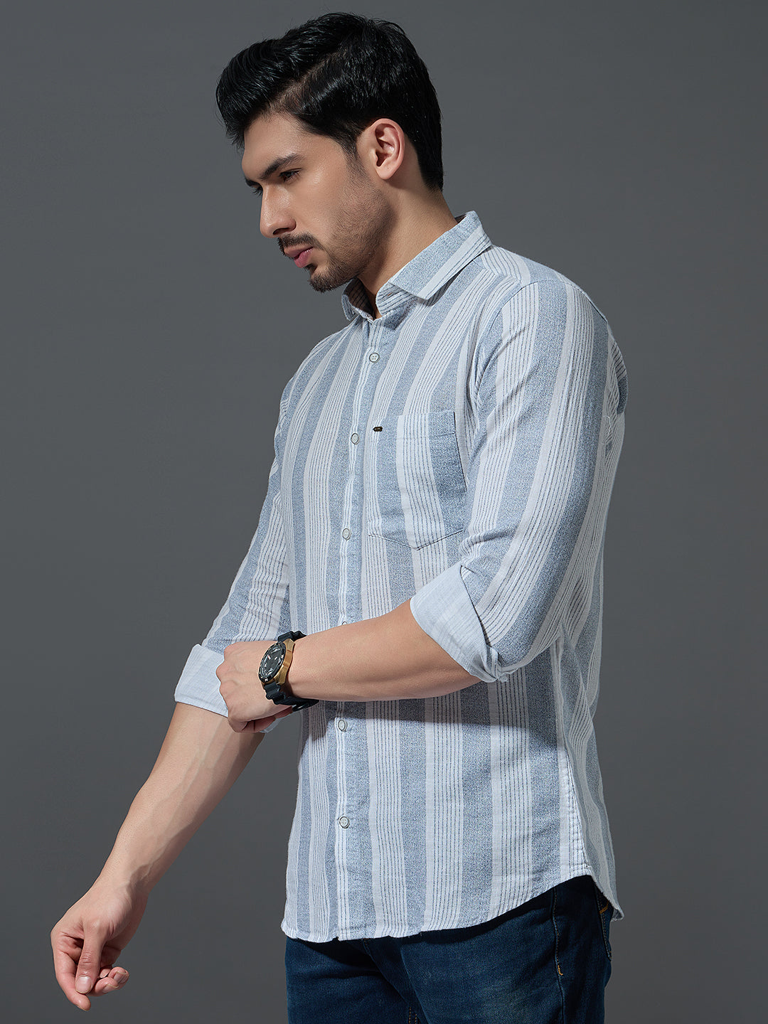 Textured Stripe Casual Shirt
