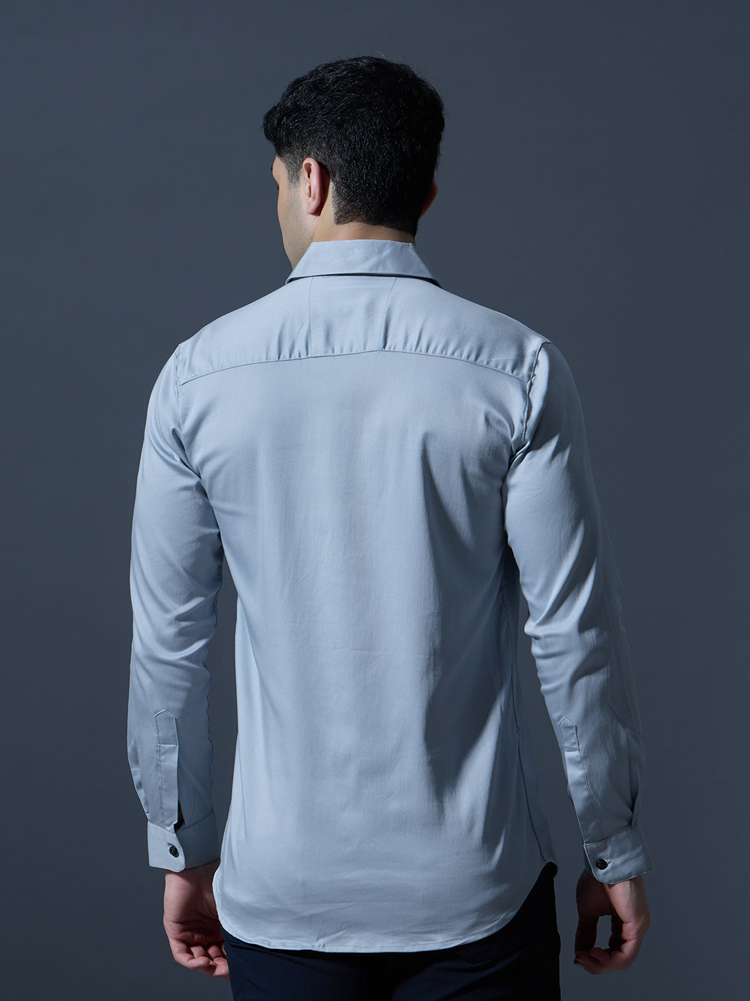 Men's Light Grey Solid Full-Sleeve Casual Shirt