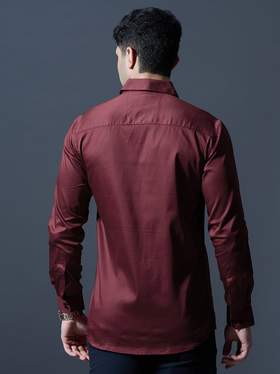 Wine Red Slim-Fit Shirt