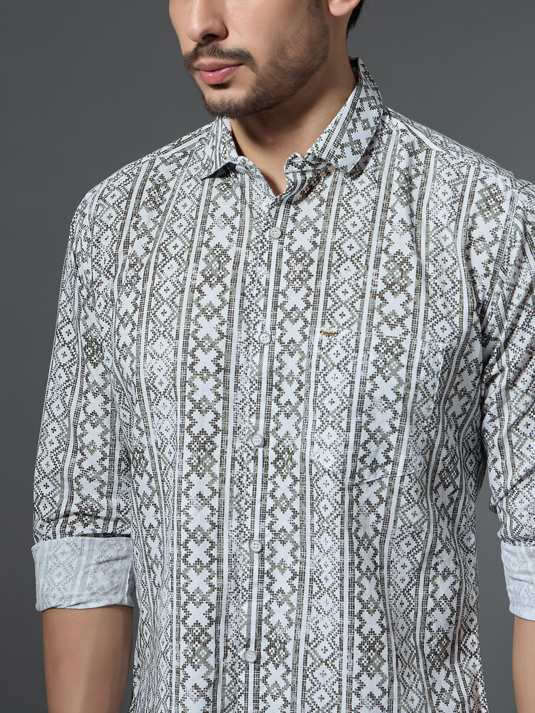 Men's Folk Geometric Print Shirt