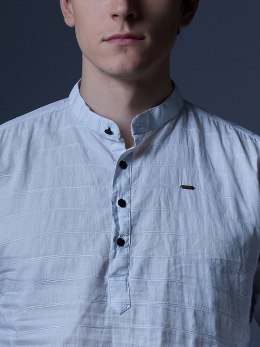 Men's White Textured Kurta Shirt