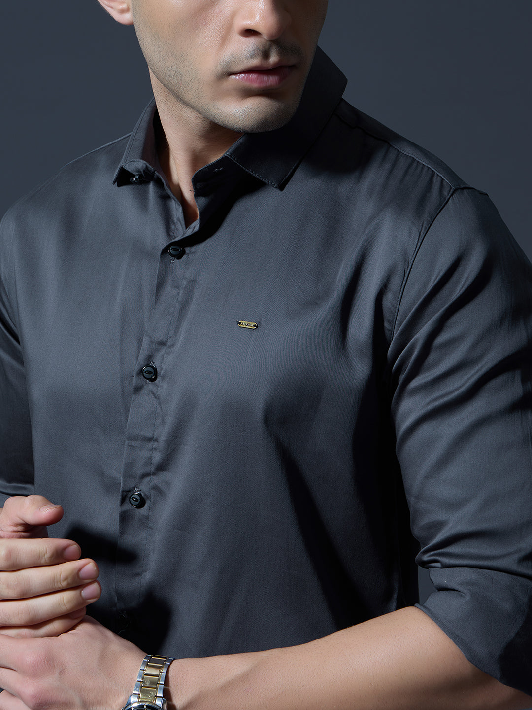 Charcoal Black Slim-Fit Shirt