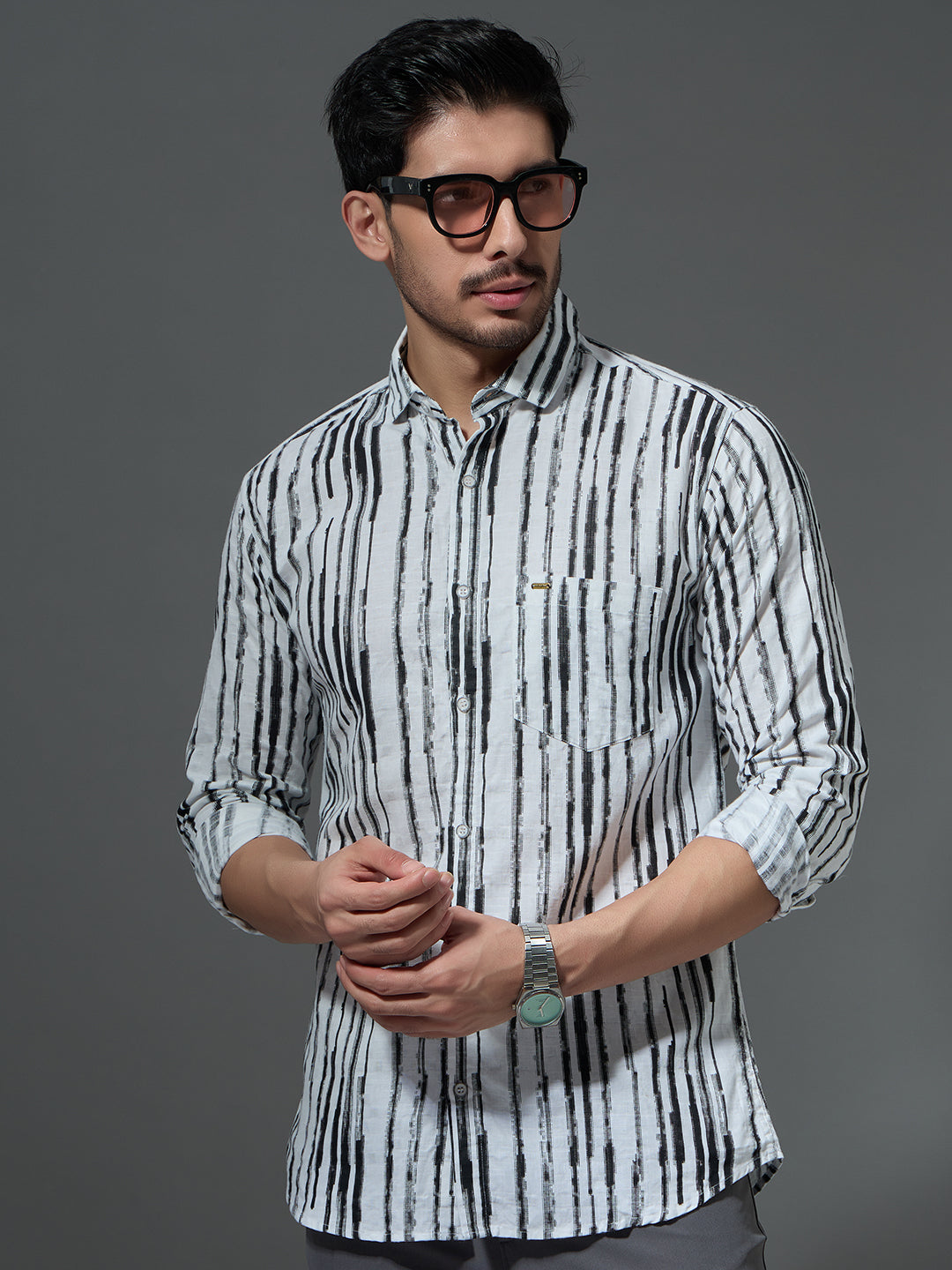 Artistic Black Stripe Casual Shirt