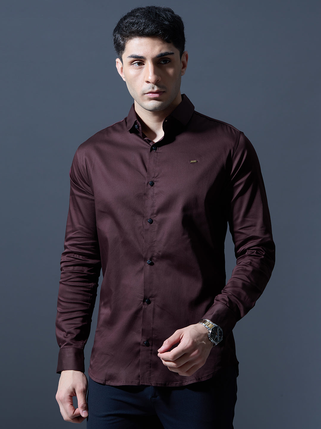Maroon Slim-Fit Shirt