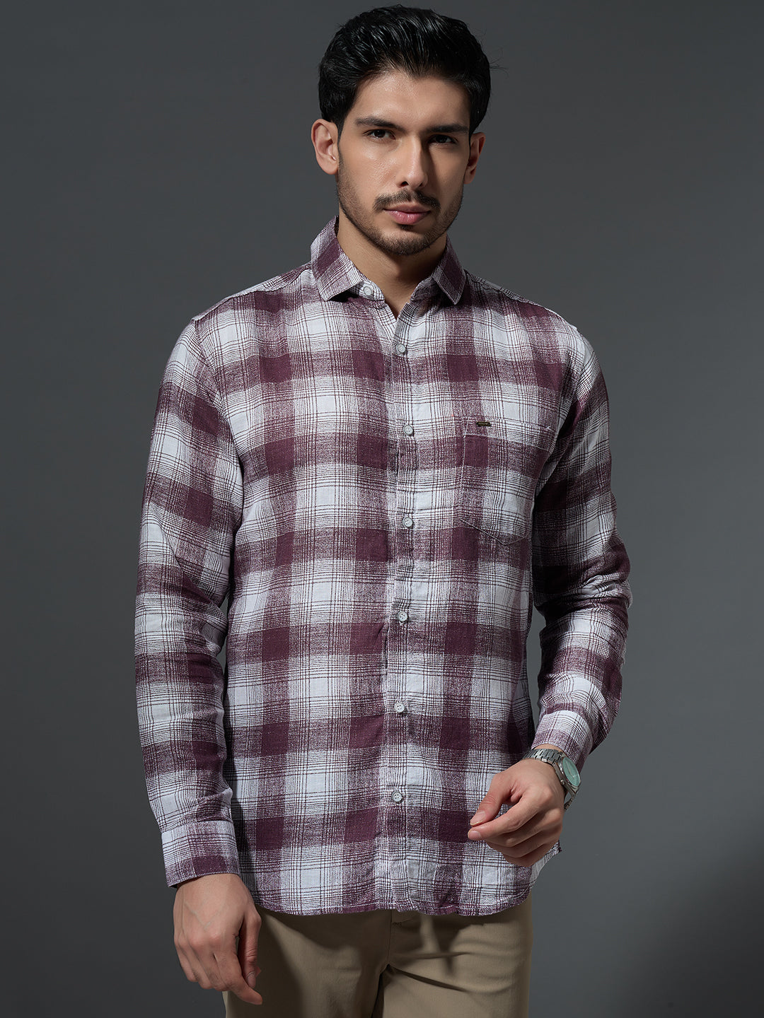 Maroon Check Flannel Shirt