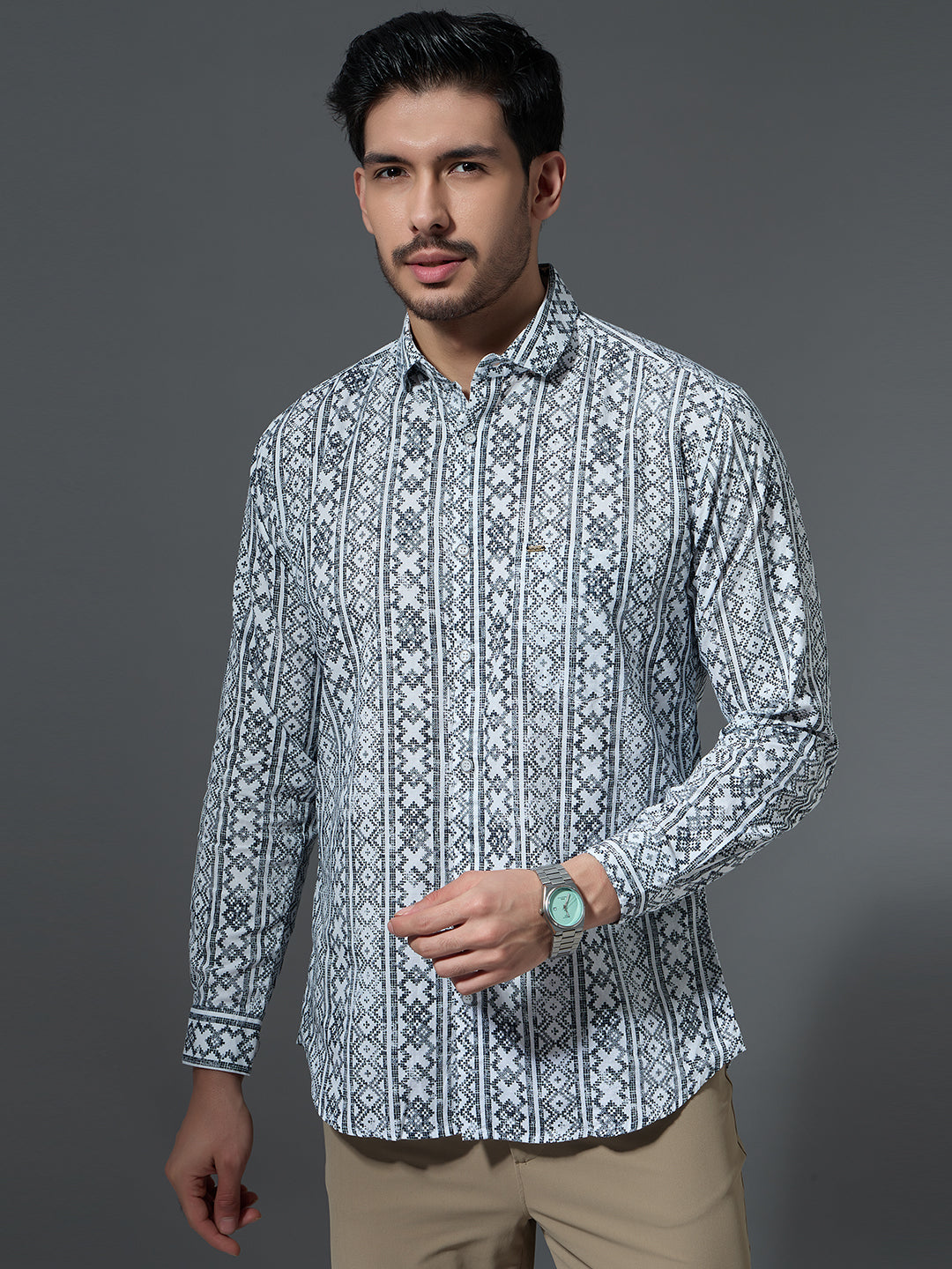 Men's Geometric Print Casual Shirt