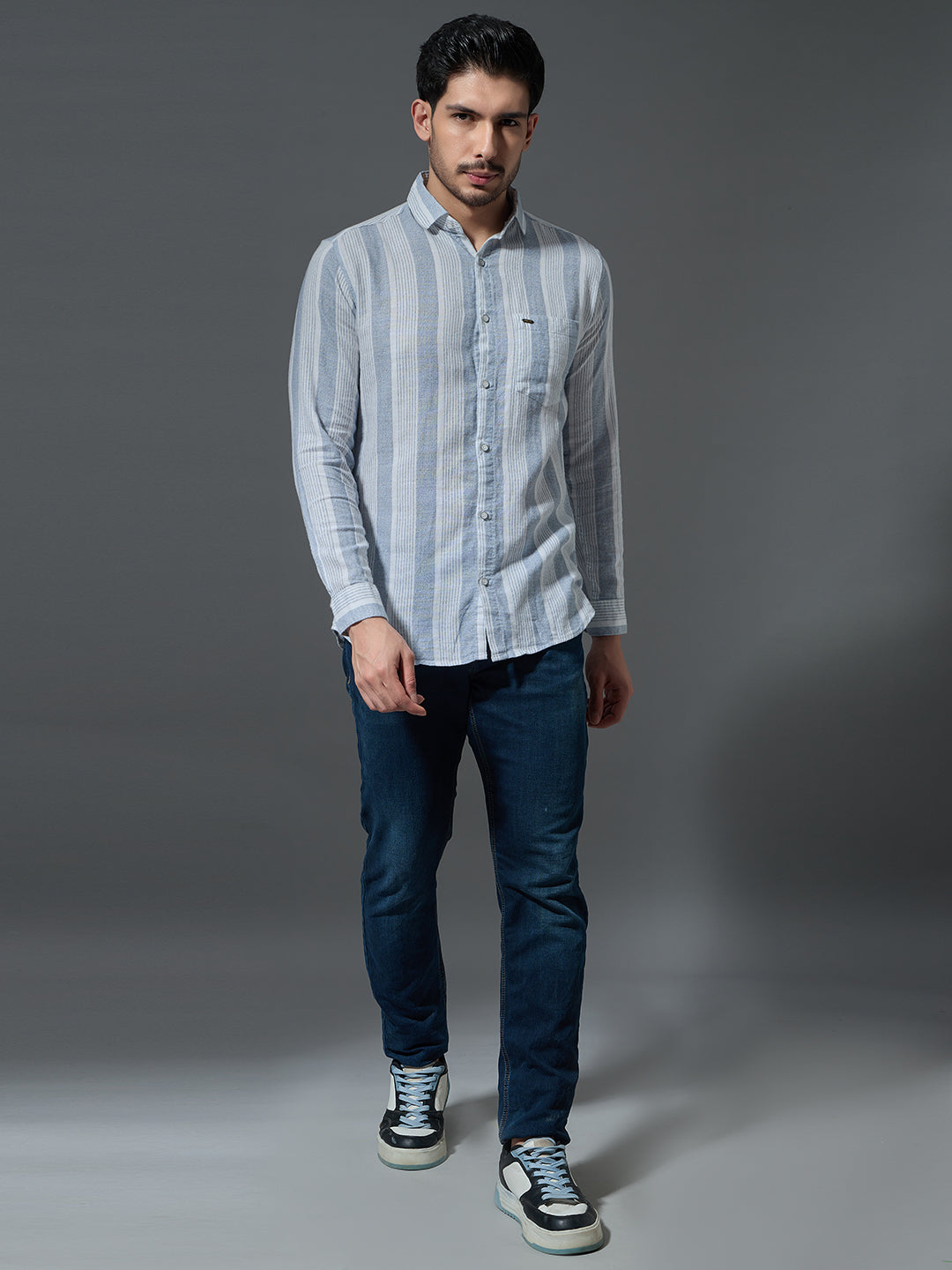 Textured Stripe Casual Shirt