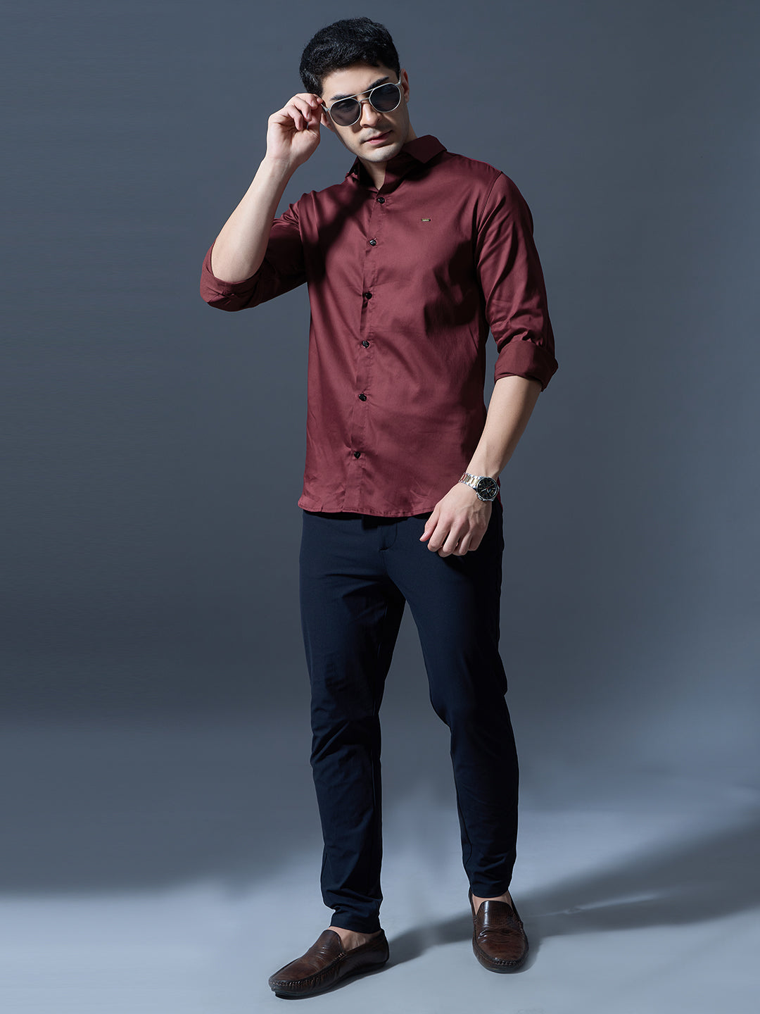 Wine Red Slim-Fit Shirt