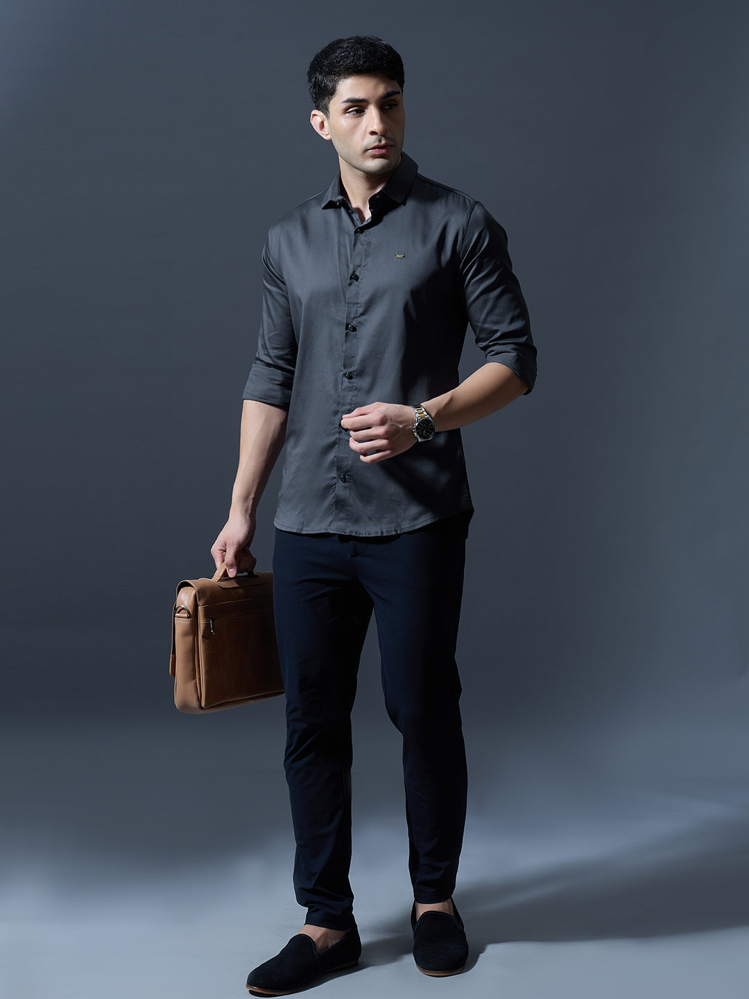 Charcoal Black Slim-Fit Shirt