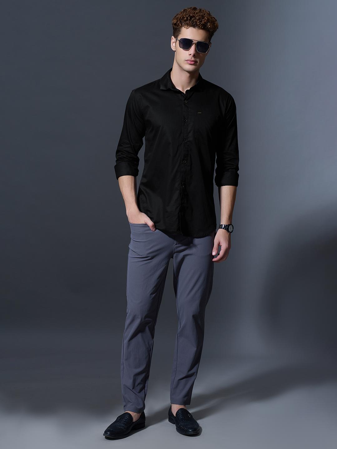 Classic Jet Black Slim-Fit Shirt
