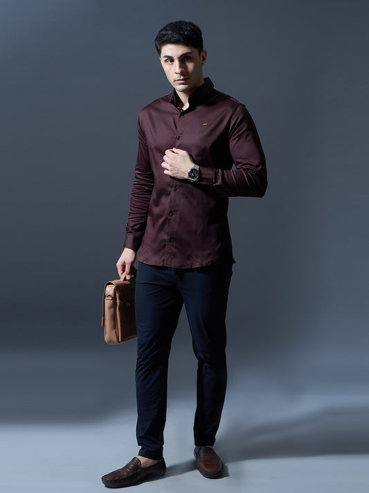 Maroon Slim-Fit Shirt