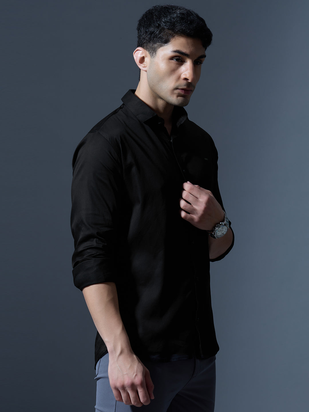 Jet Black Slim-Fit Shirt