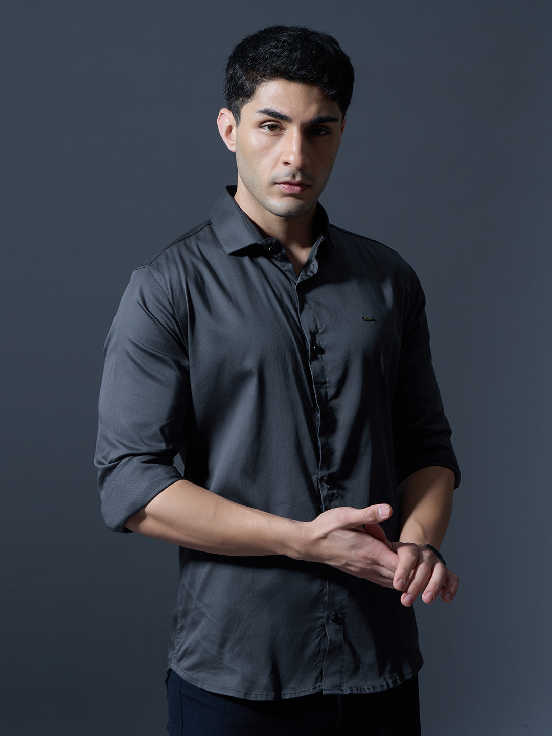 Charcoal Black Slim-Fit Shirt