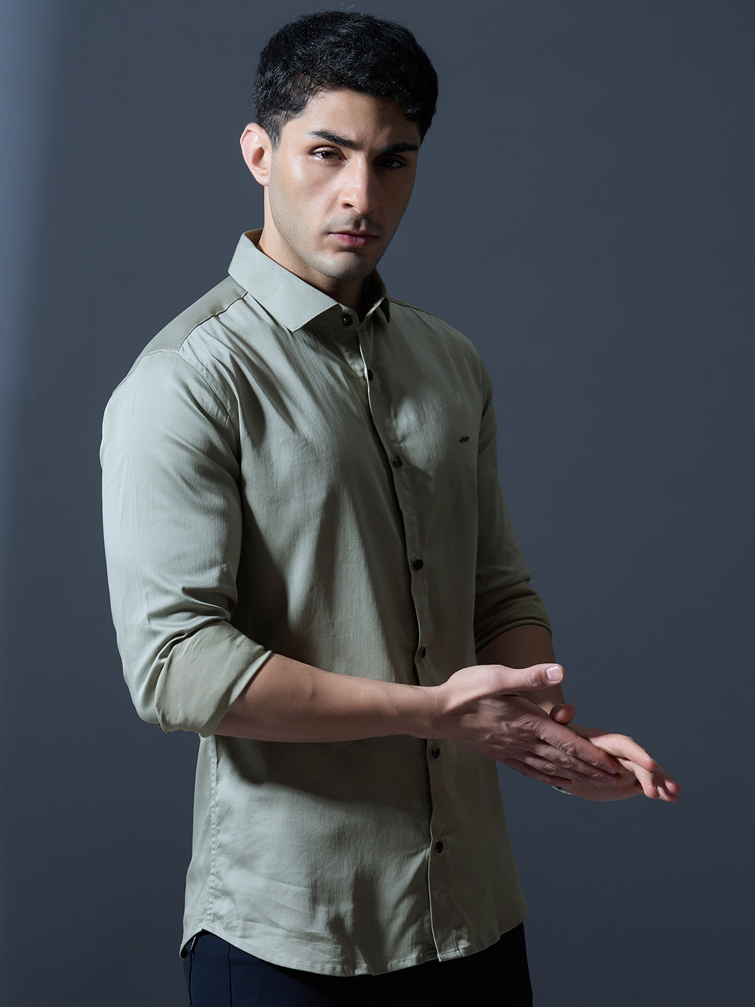 Olive Green Slim-Fit Shirt