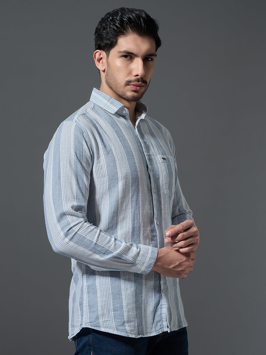 Textured Stripe Casual Shirt