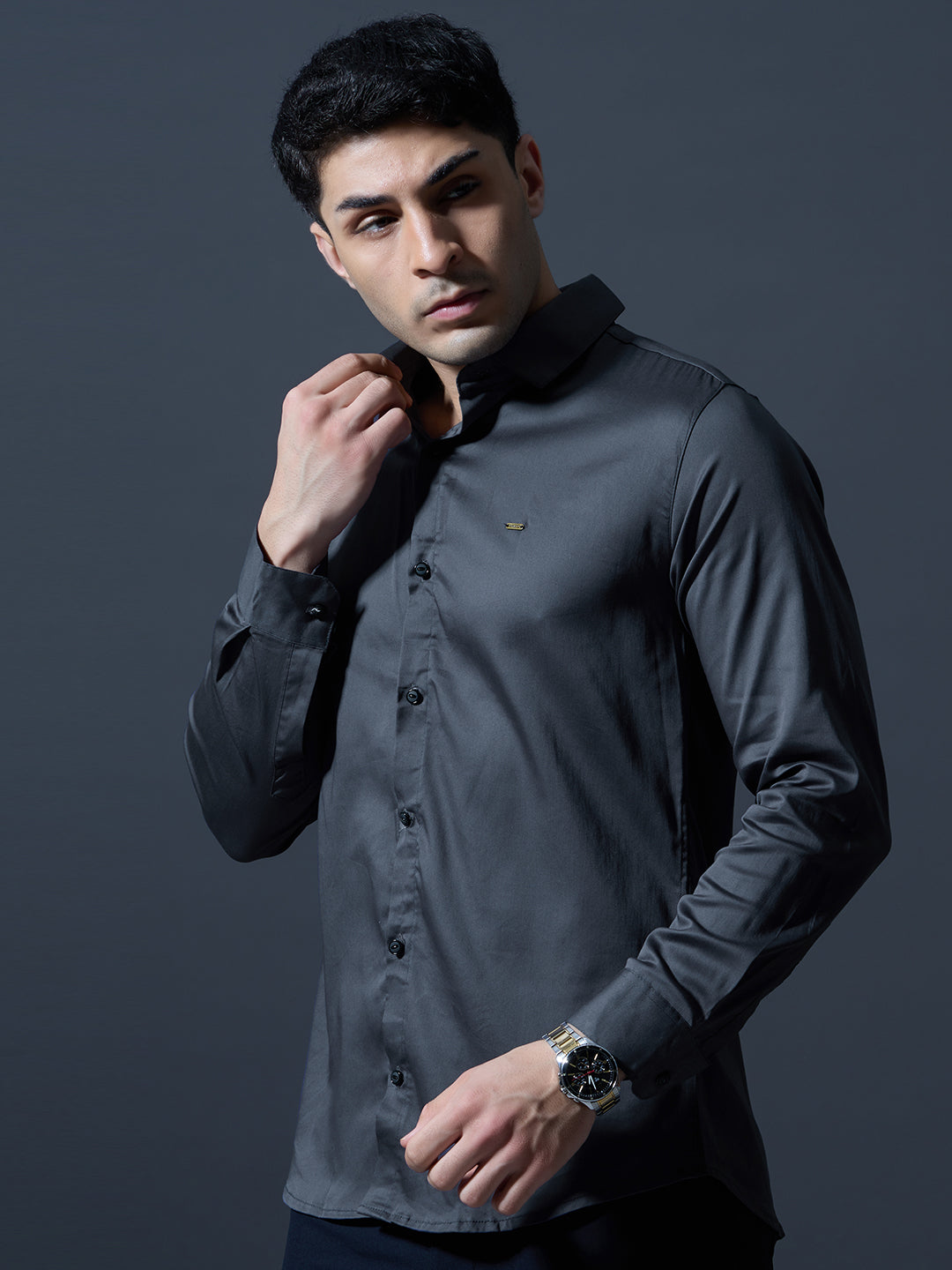 Charcoal Black Slim-Fit Shirt