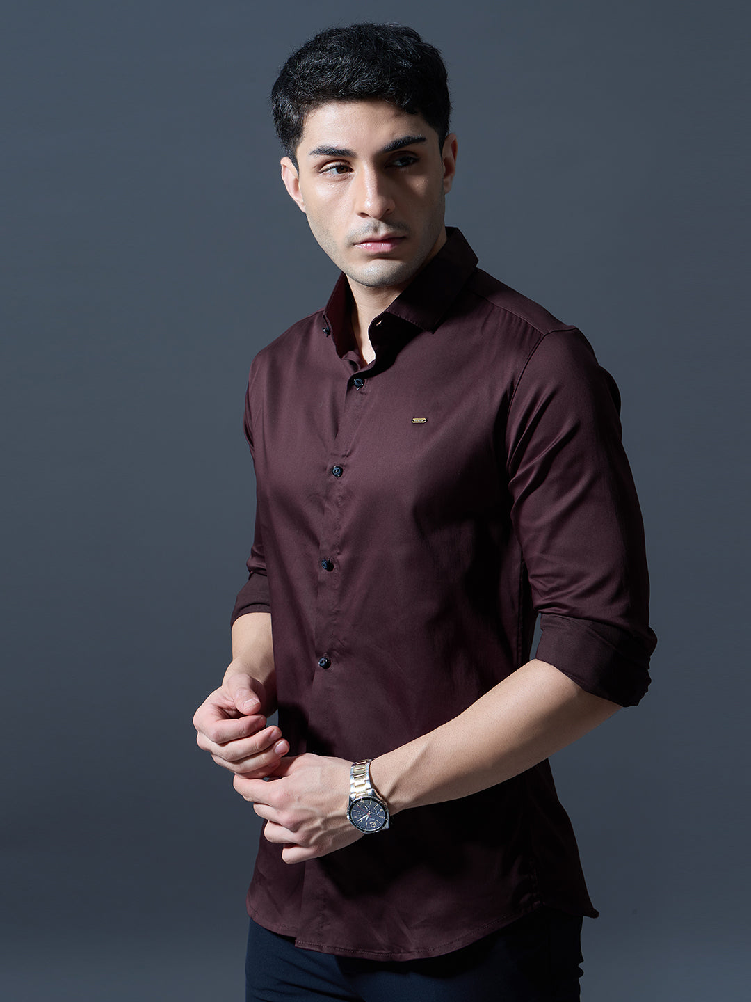 Maroon Slim-Fit Shirt