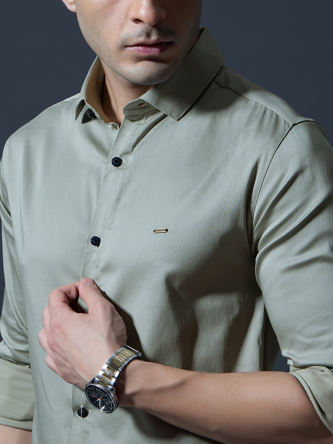 Olive Green Slim-Fit Shirt
