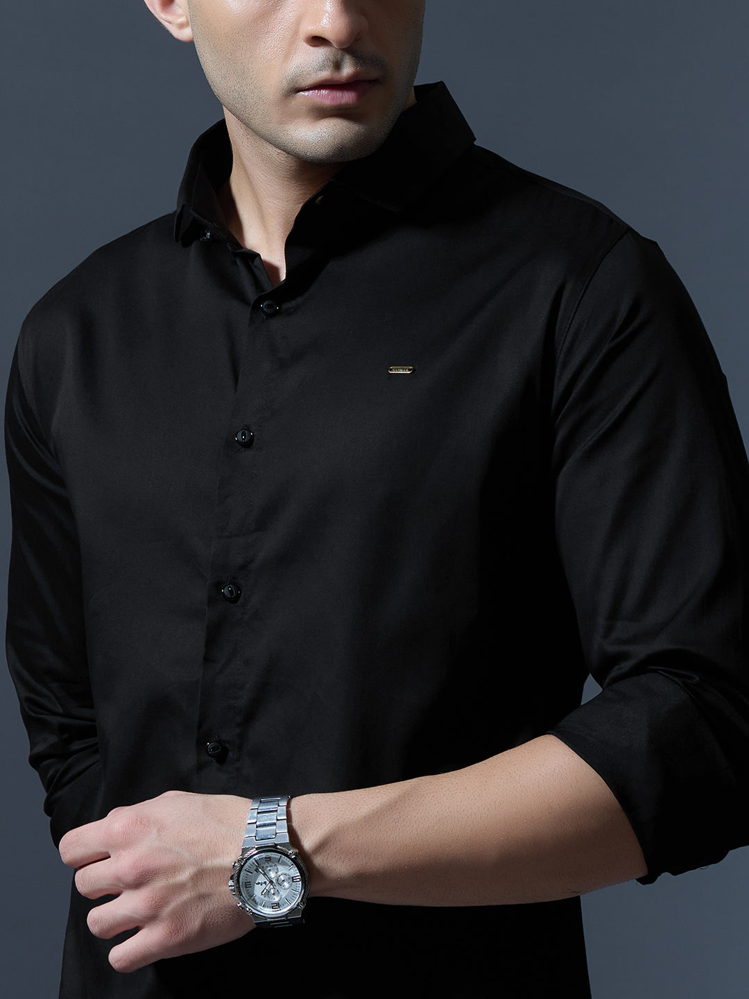 Jet Black Slim-Fit Shirt