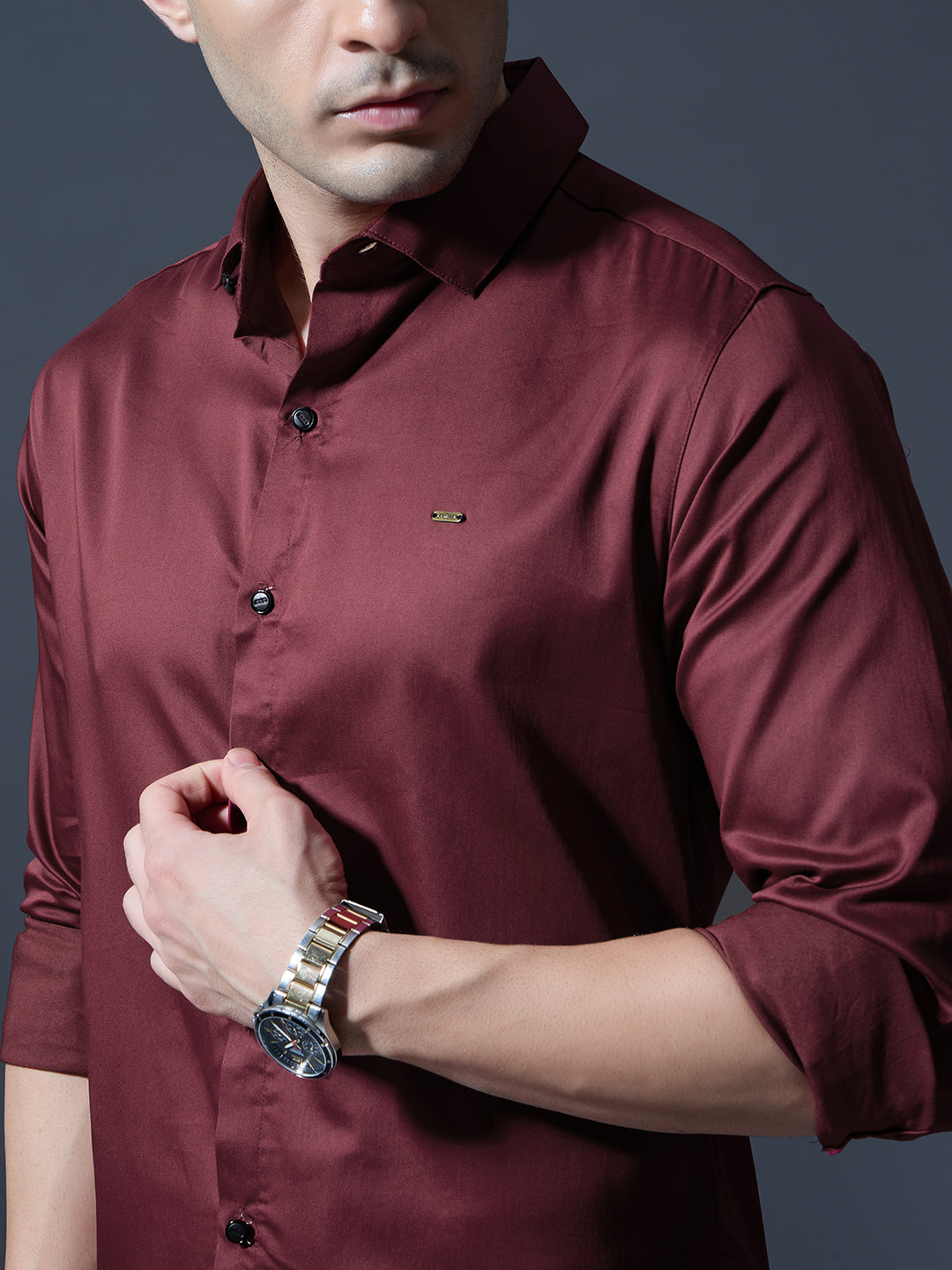 Wine Red Slim-Fit Shirt