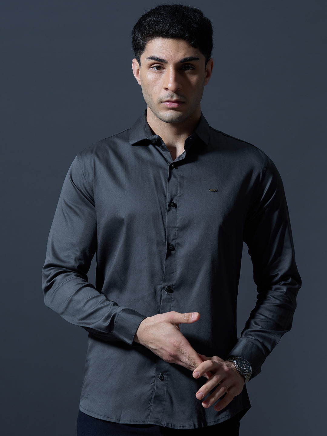 Charcoal Black Slim-Fit Shirt