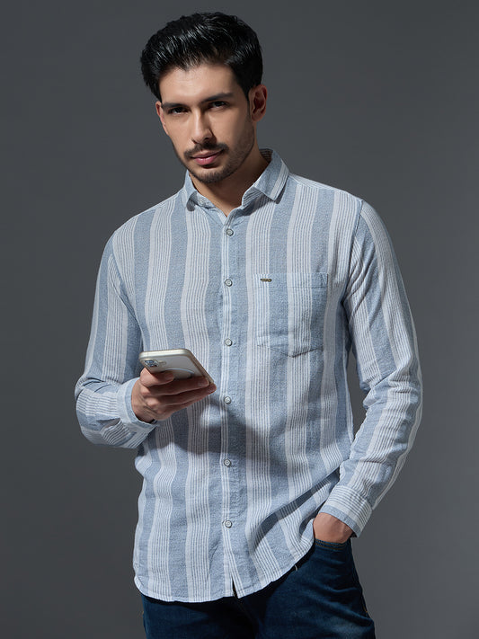 Textured Stripe Casual Shirt