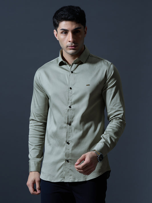 Olive Green Slim-Fit Shirt