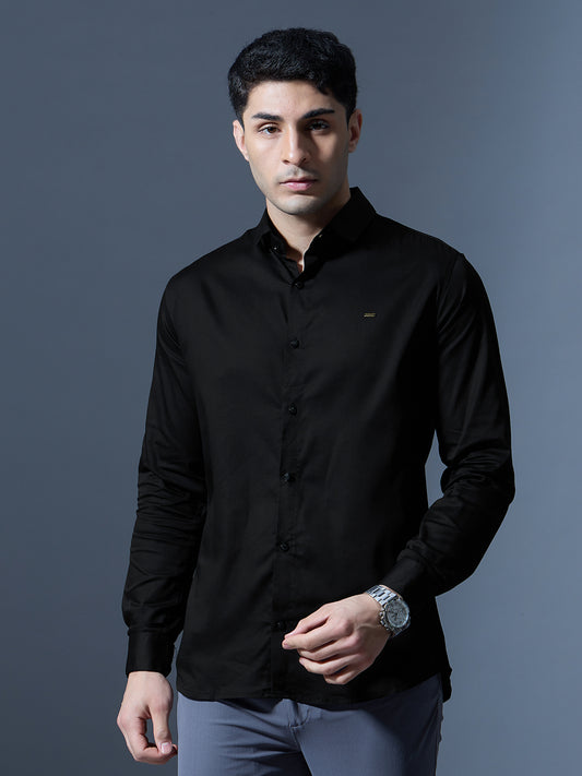 Jet Black Slim-Fit Shirt