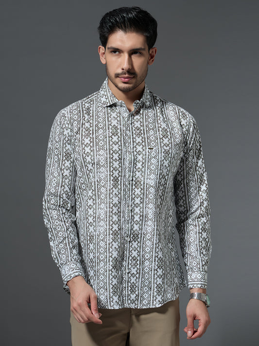 Men's Folk Geometric Print Shirt
