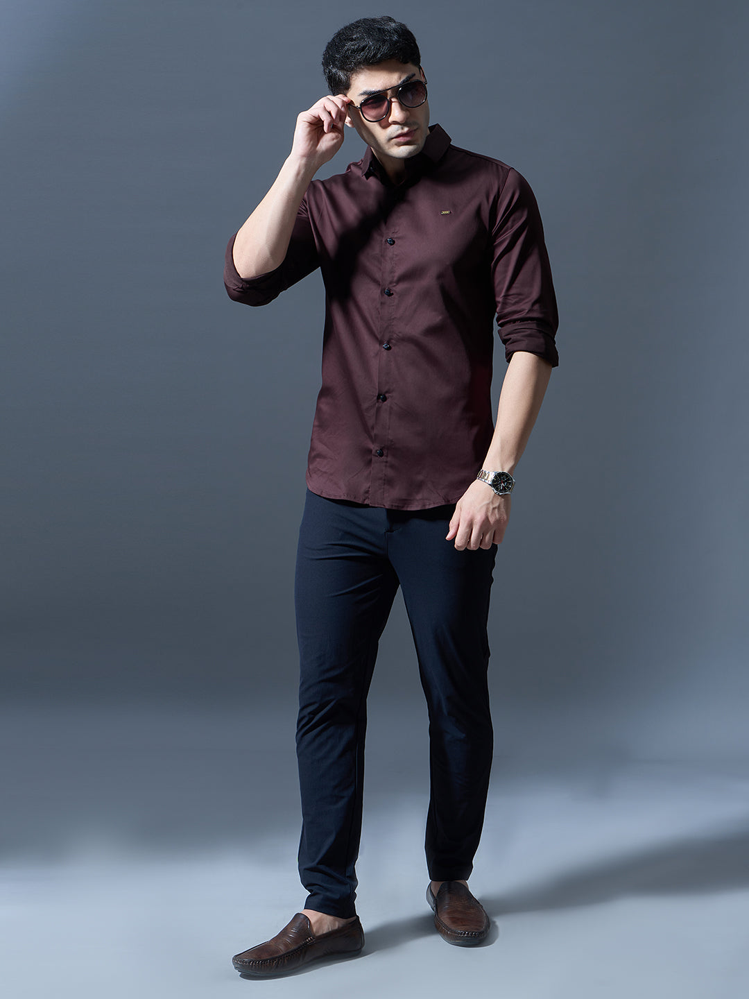 Maroon Slim-Fit Shirt
