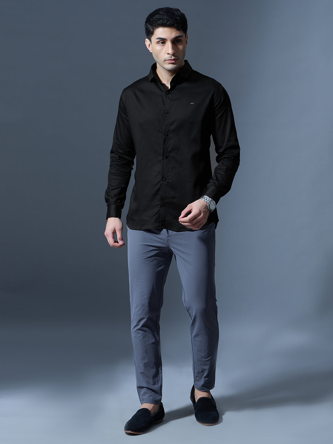 Jet Black Slim-Fit Shirt