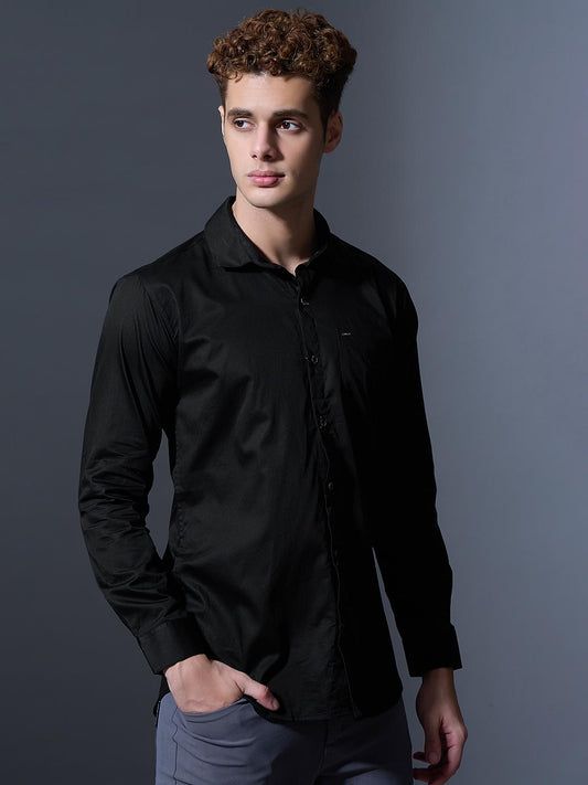 Classic Jet Black Slim-Fit Shirt
