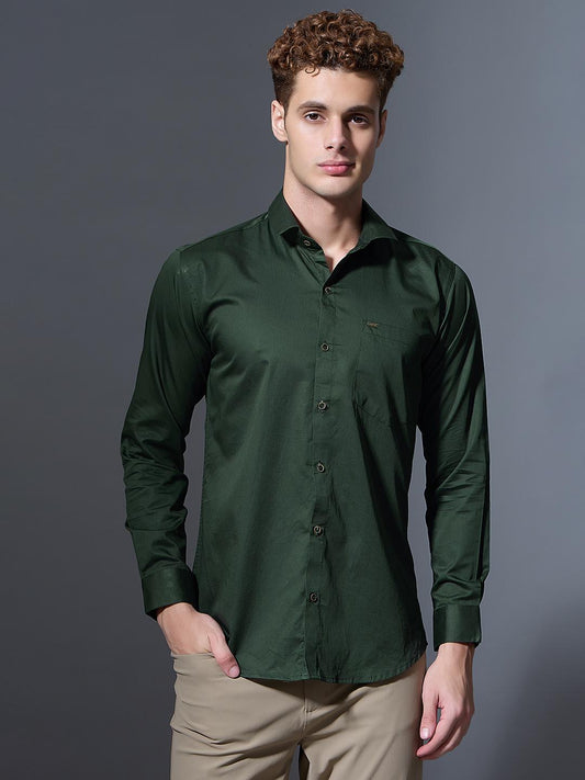 Classic navy green Slim-Fit Shir