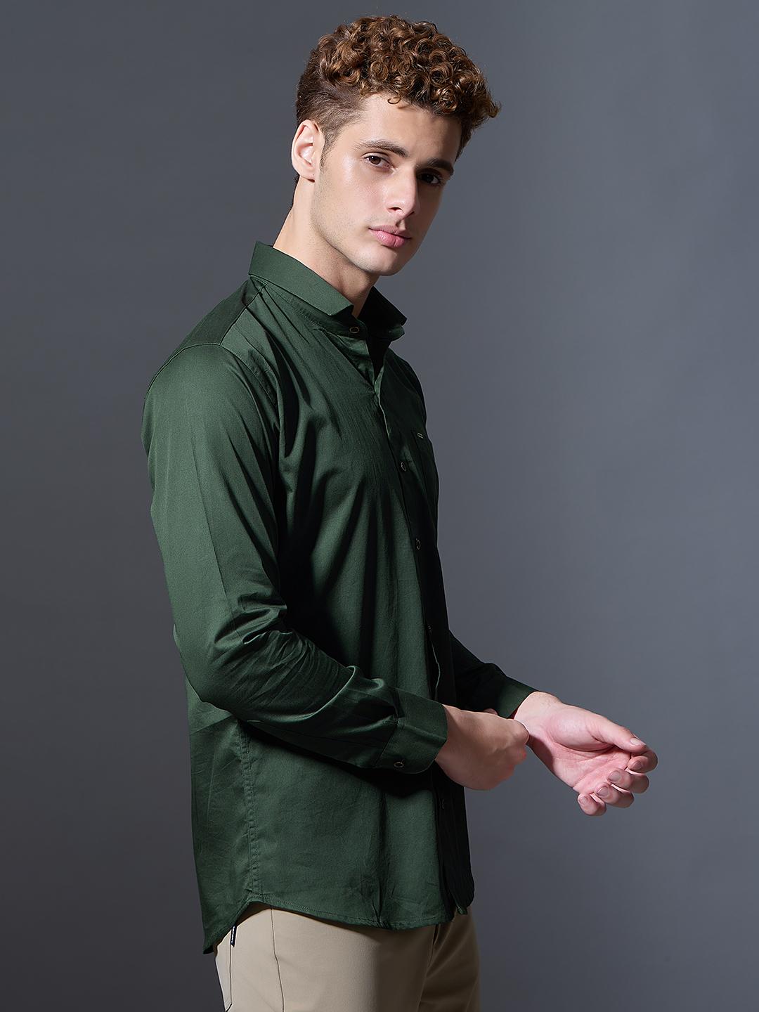 Classic navy green Slim-Fit Shir