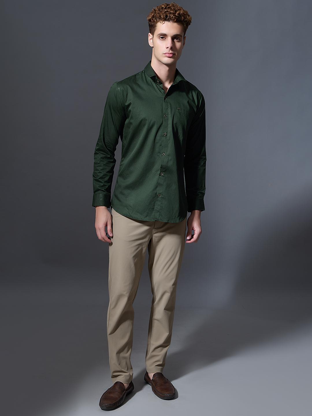 Classic navy green Slim-Fit Shir